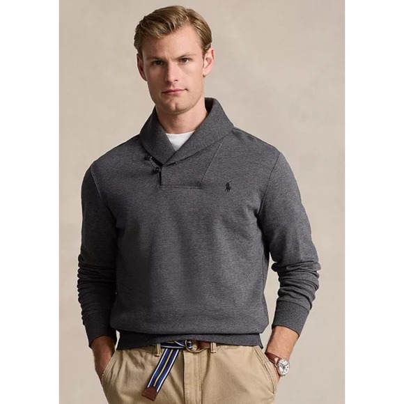 Polo Ralph Lauren Other - Polo Ralph Lauren Mens Shawl Collar Pullover Sweatshirt Gray Size Medium
